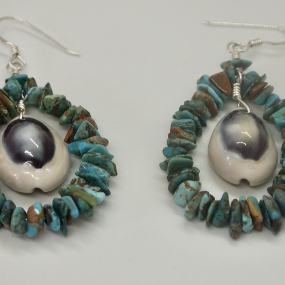 ❤️SOLD❤️Hippie, Turquoise Earrings - Picture 4 of 5